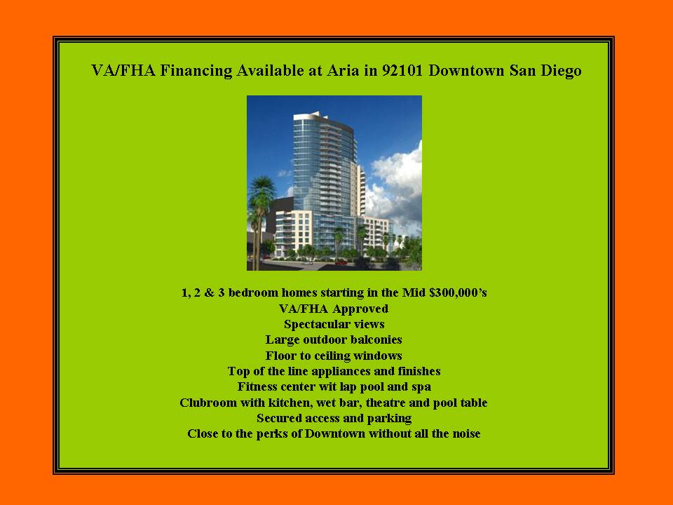 VA/FHA Financing Available at Aria in Downtown San Diego