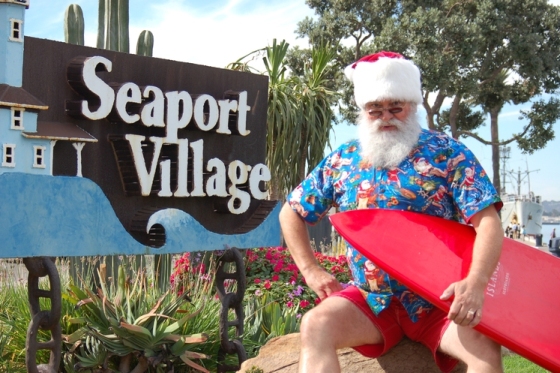 Surfin Santa to Seaport Village in the Marina District in Downtown San Diego!